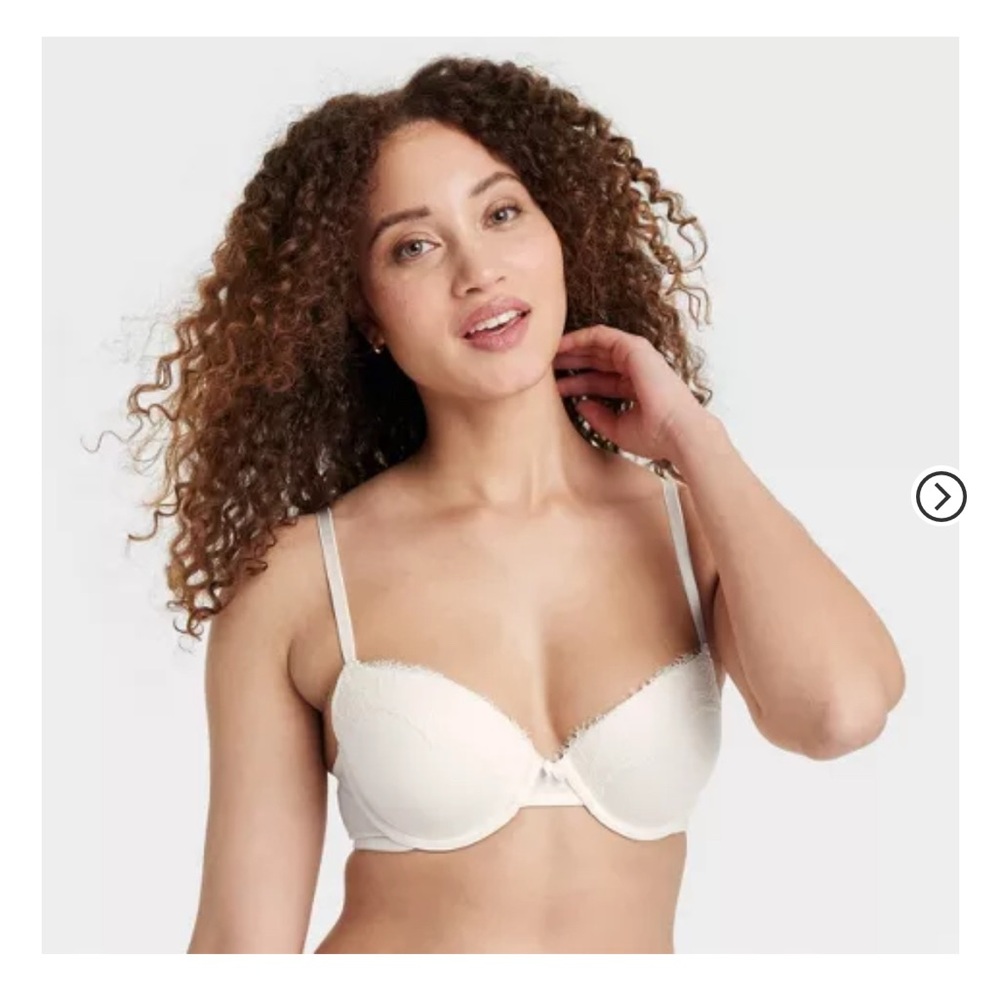 Auden White Lace Push Up Demi Bra